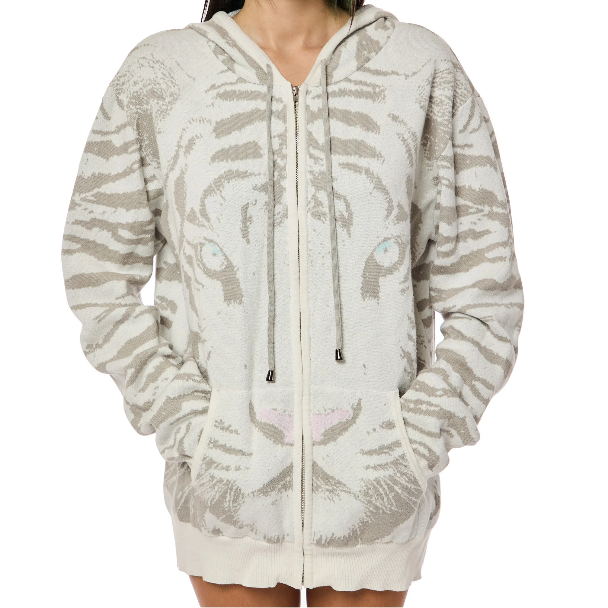 White Tiger Knit Hoodie - Image 5